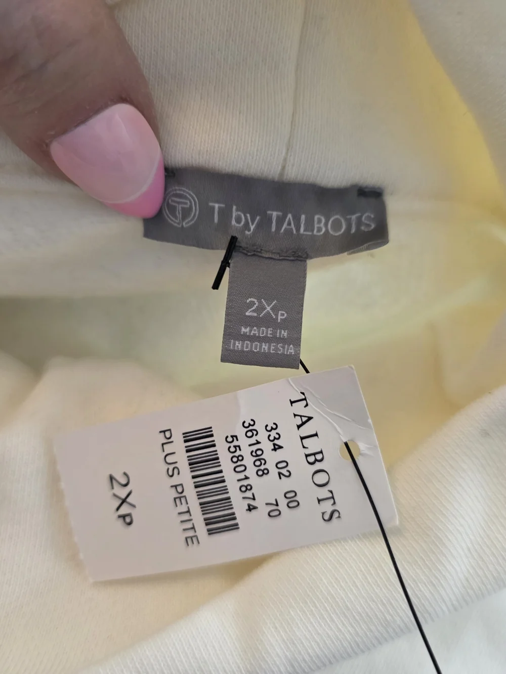 T By Talbots Cozy Colorblock Pullover Fleece Sweatshirt Ivory, Black & Gray 2Xp